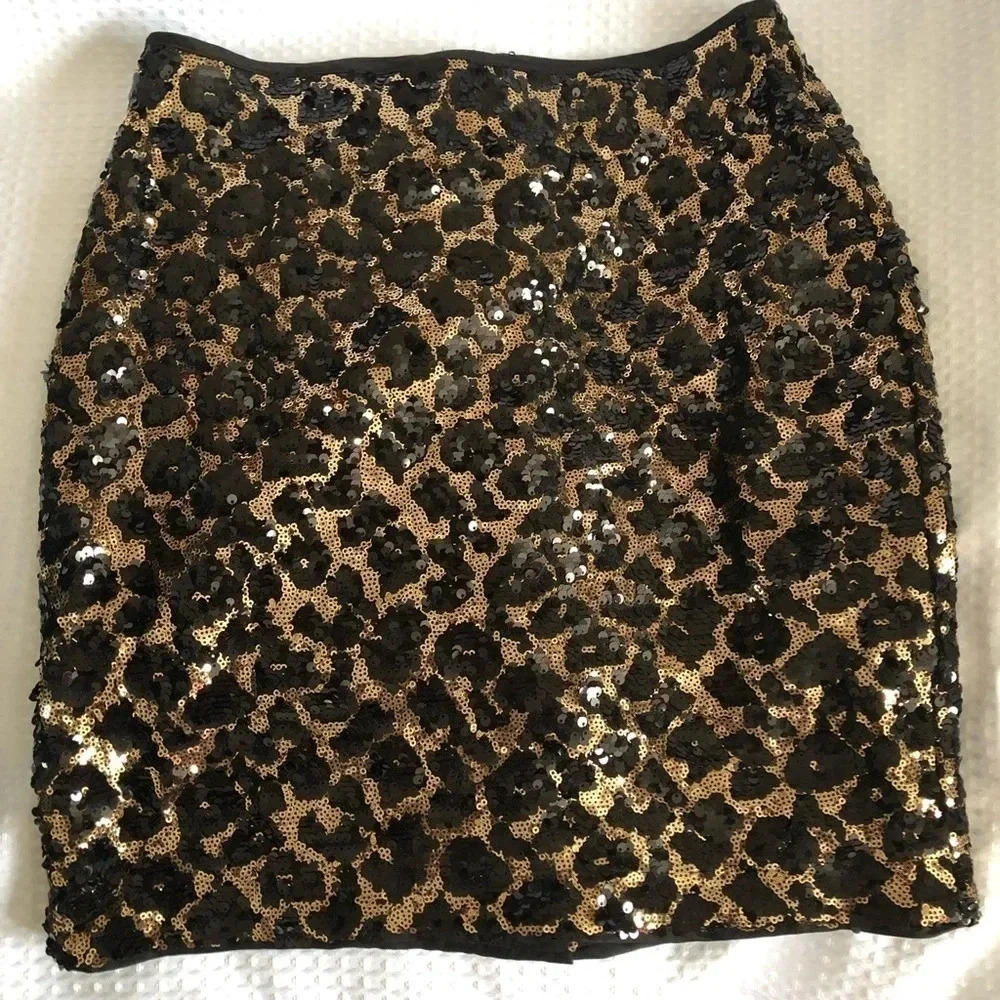 Cache Sequin Encrusted Pencil Lined Skirt New Day… - image 2